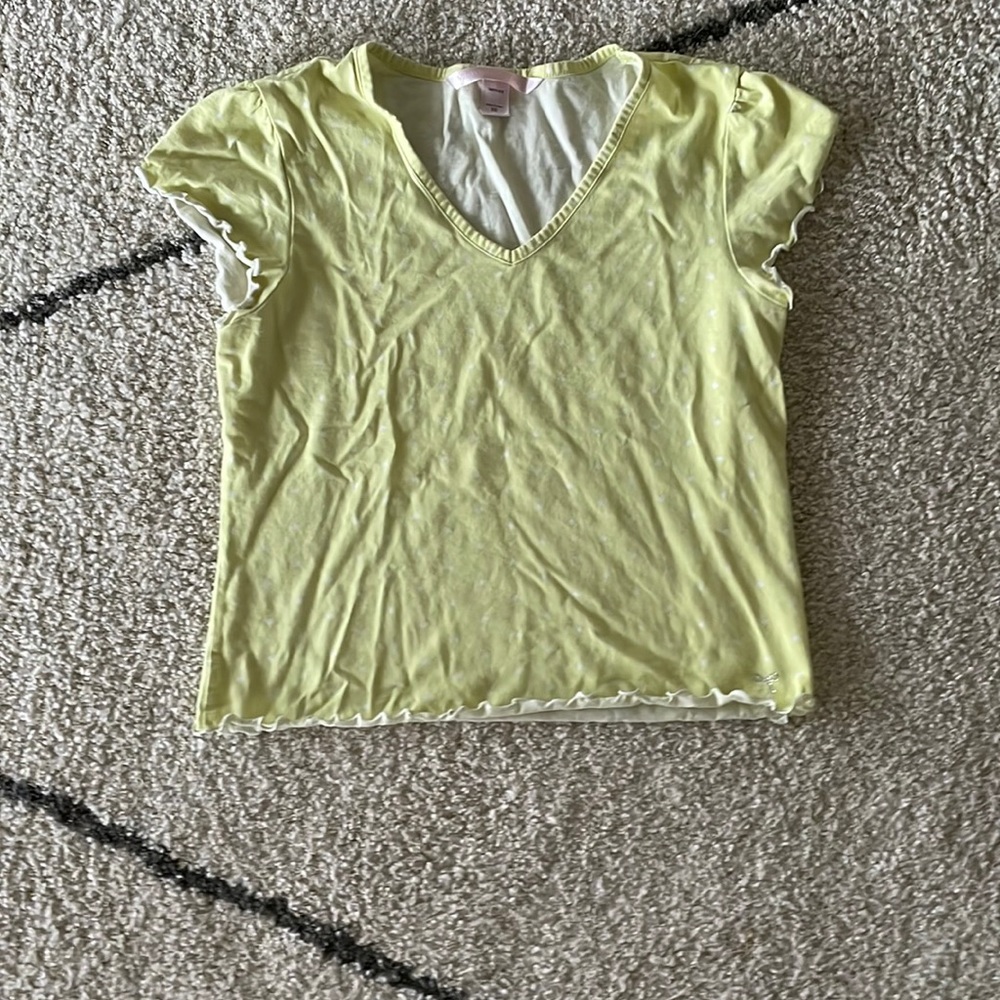 Yellowish green polka dot top